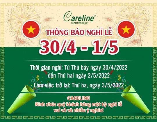 Thông báo lịch nghỉ lễ 30/4 – 01/5/2022 của Careline