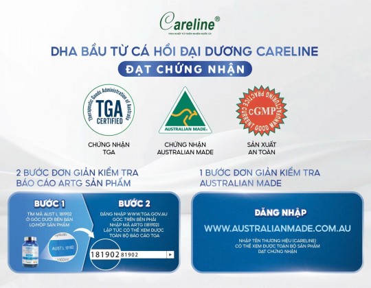 DHA bầu cá hồi Careline – Sản phẩm chất lượng, đáng tin cậy với nhiều chứng nhận uy tín