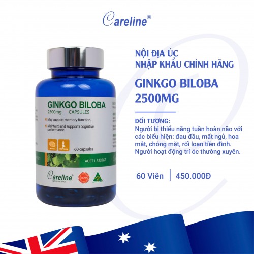 Careline Ginkgo Biloba 2500mg - Cải thiện sức khỏe trí não