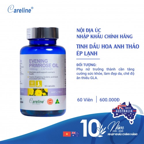 Tinh dầu hoa anh thảo ép lạnh Careline Evening Primrose Oil 1000mg