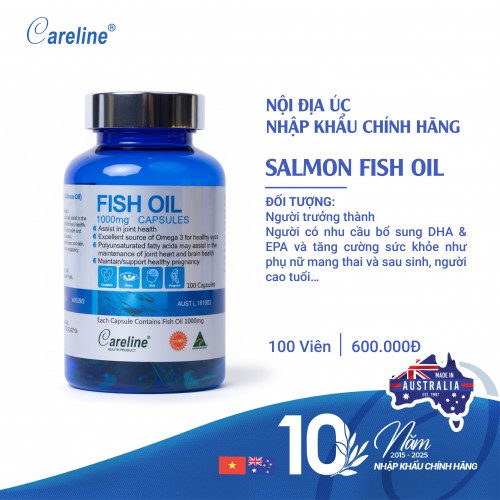Dầu cá hồi đại dương Úc Careline Fish Oil 1000mg
